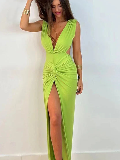 Women's Backless Maxi Dress - Summer Evening Party