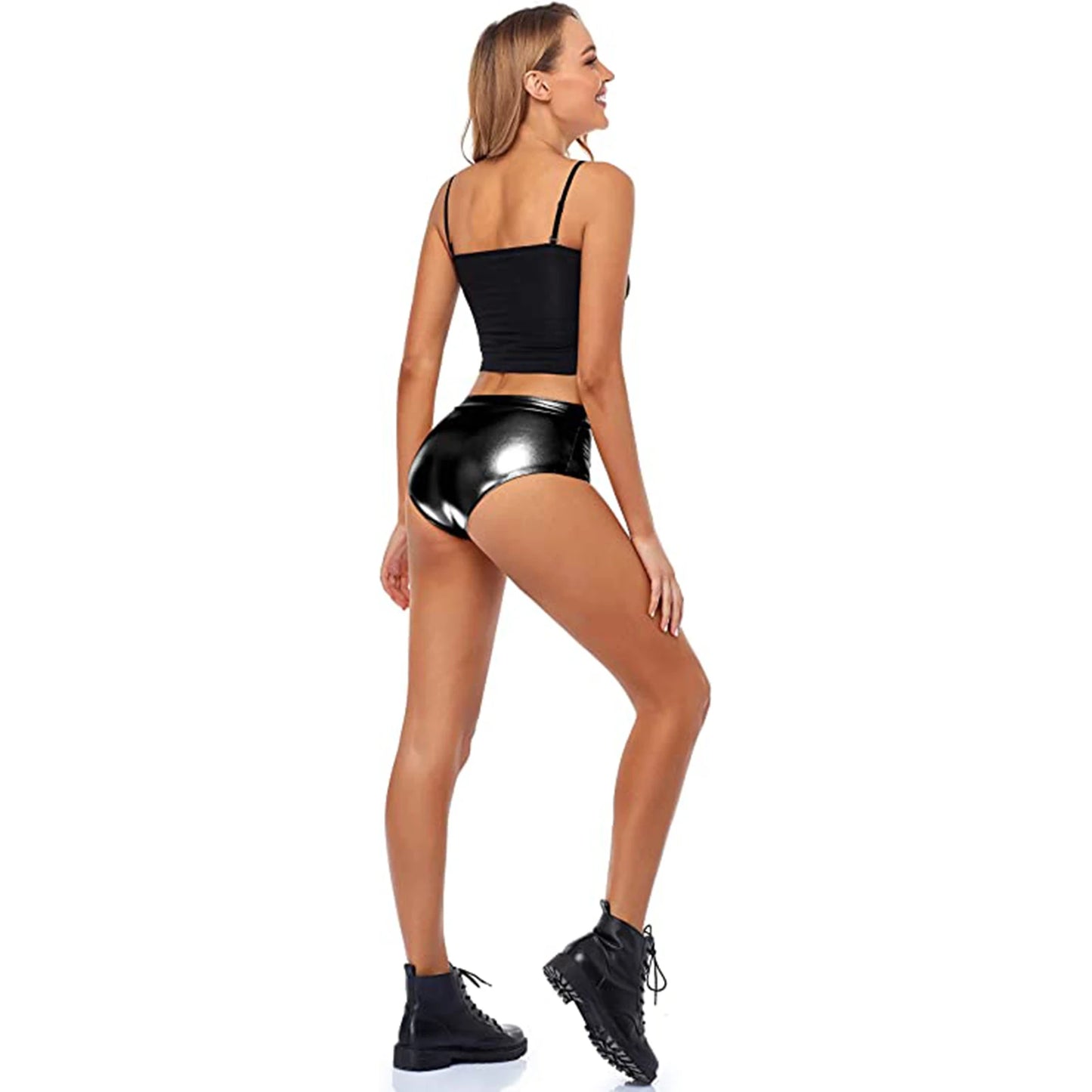 Metallic High Waisted Booty Shorts Women's Spandex Ballet Festival