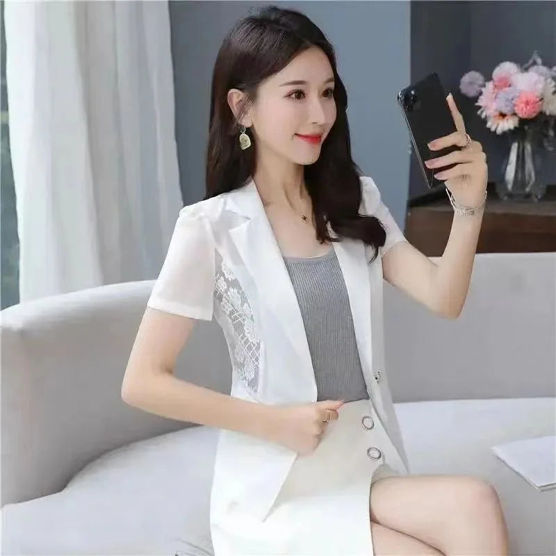 Hollow Lace Women Blazer - Summer Thin Cardigan