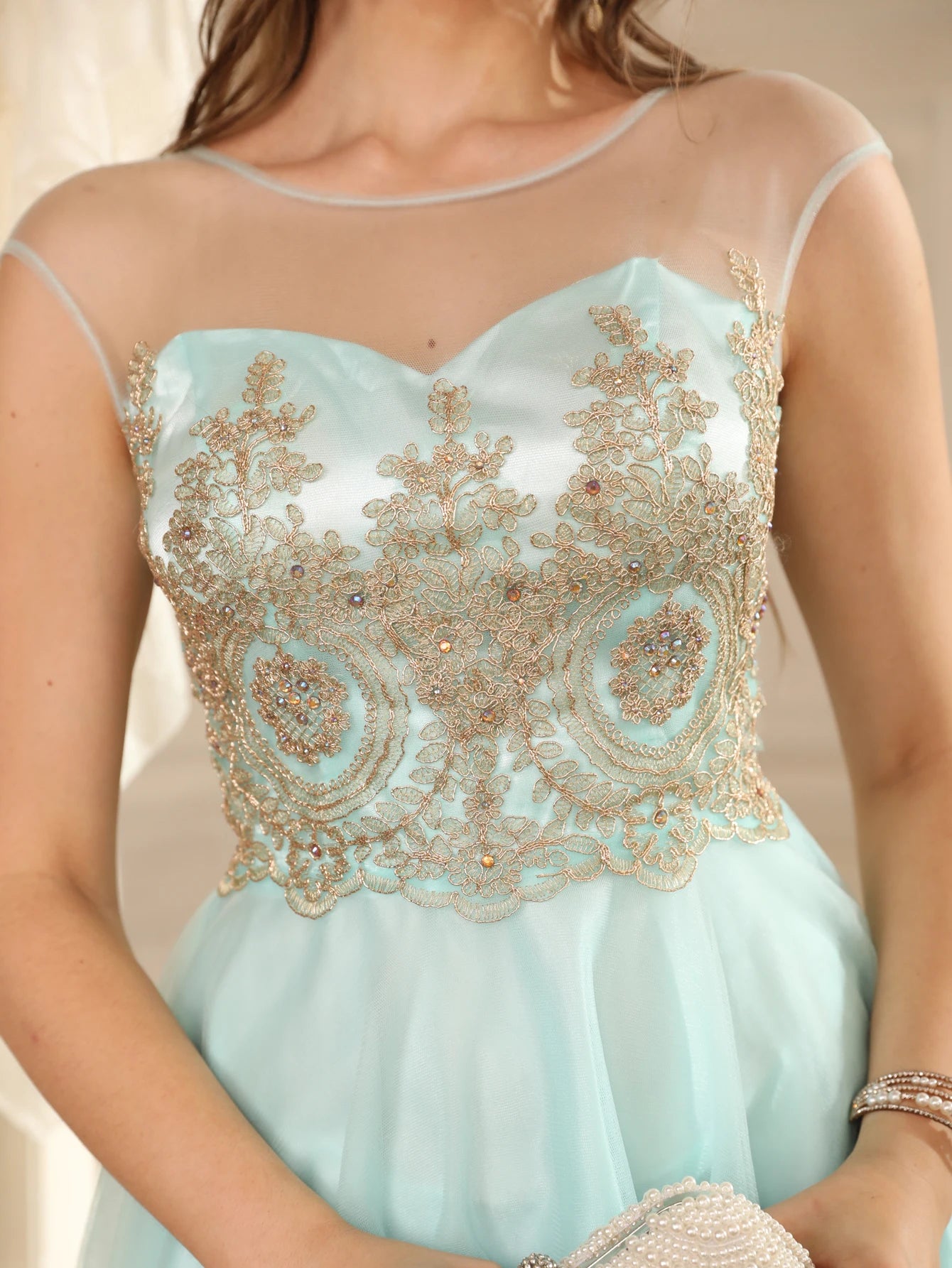 Applique Beading Prom Dress - Sleeveless Homecoming Gown