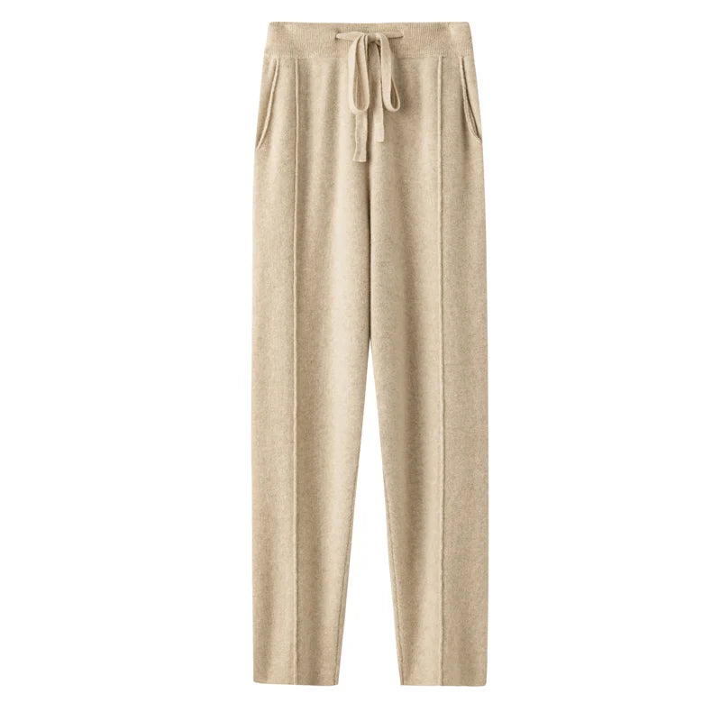 Ladies Autumn Winter 100% Cashmere Wool Pencil Pants Loose