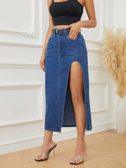 New Arrival Women's Irregular Slit Denim Skirt Casual