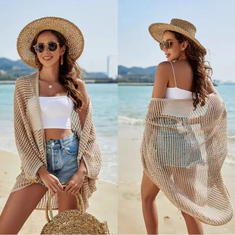 Beach Vacation Knitted Cardigan Women Hollow Out Sun Protection Sunscreen Clothes Shawl