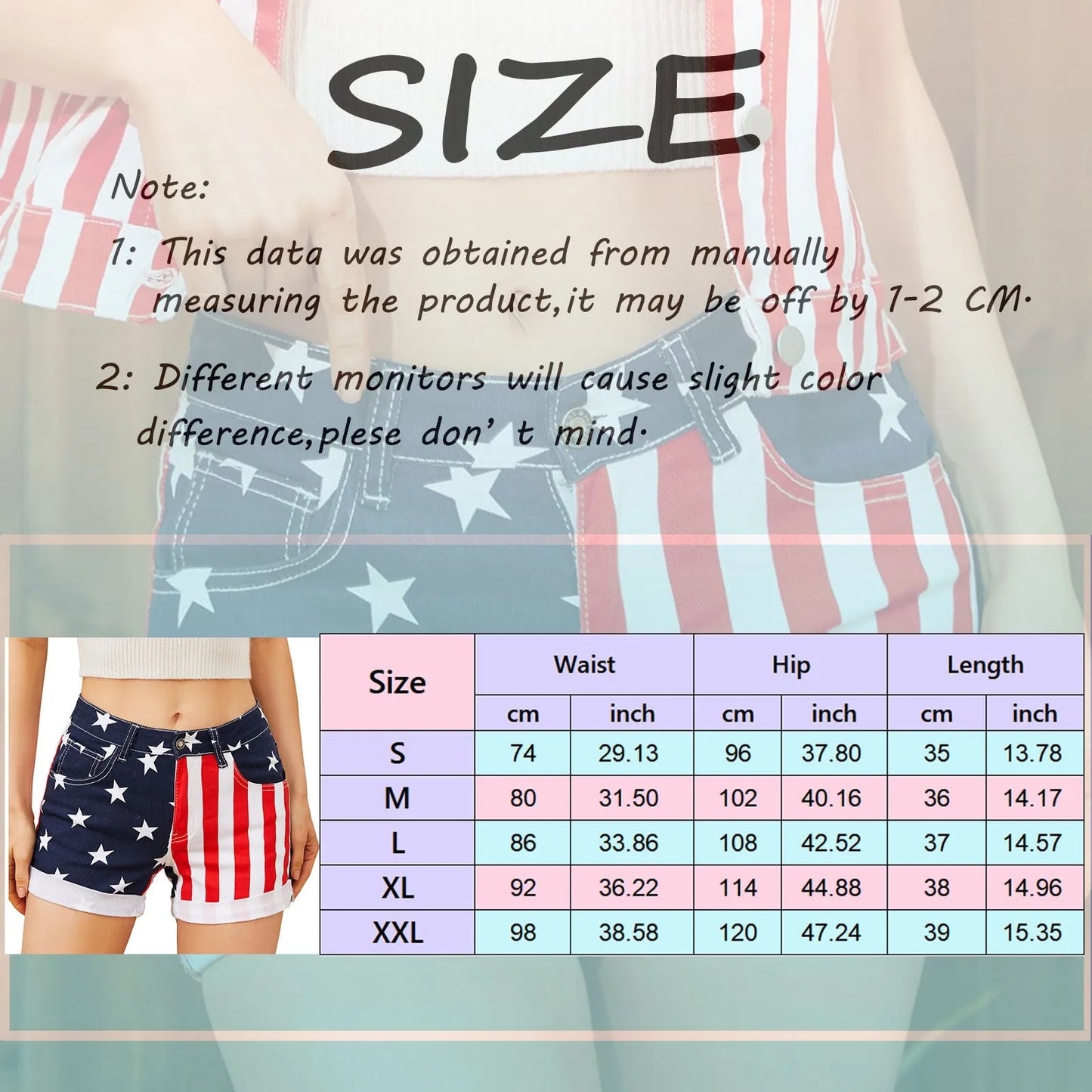 Fourth Of July Shorts Women's Flag Stretchy Denim Super