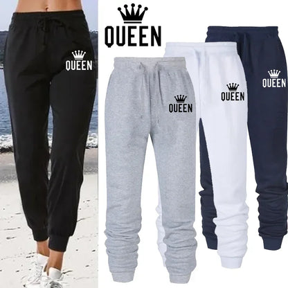 Queen Letter Printed Sweatpants Jogger Trousers Women's Casual Sports