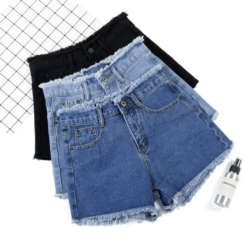 Summer High Waist Jeans Rough-Edges Denim Casual