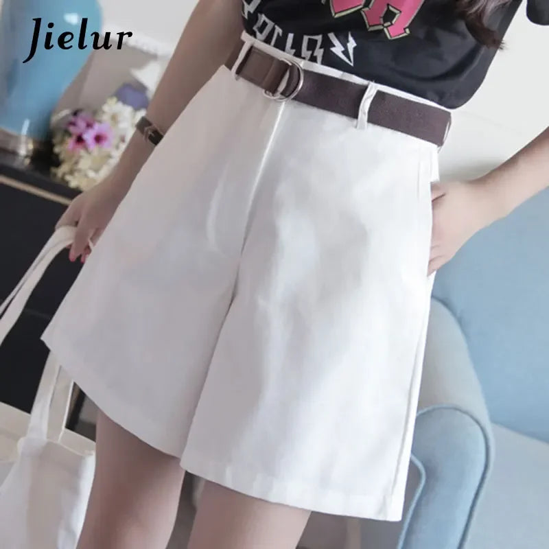 Jielur Shorts All-Match 4 Solid Color Sashes Casual Shorts