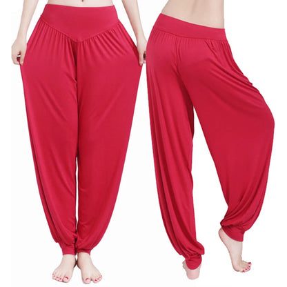 New Women casual harem pants high waist dance pants dance club wide leg loose long bloomers trousers  size