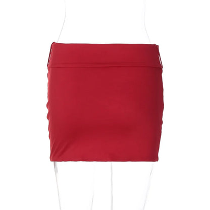 Bodycon Mini Skirts Classic Low Waist Solid Belted Party