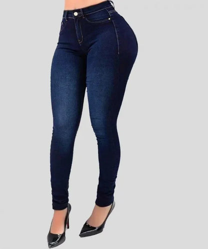 Woman's Pure Color Jeans High Waist Street Play