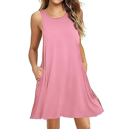 Women's Summer Casual Swing T-Shirt Dresses Beach Cover Up With