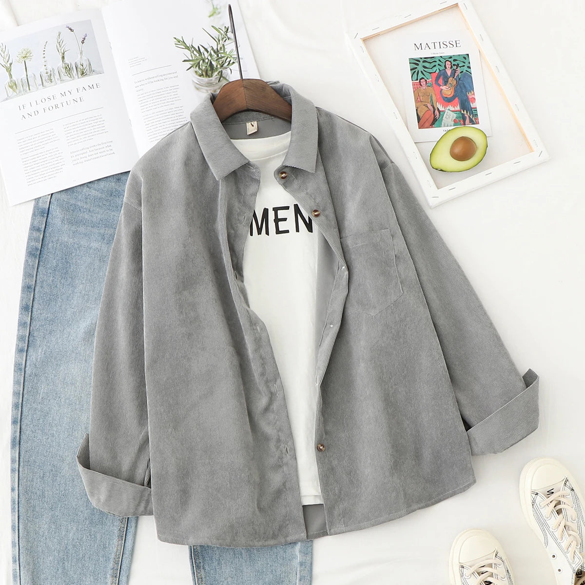 Fresh Corduroy Women Shirts 2024 New Ladies Loose Casual Long Sleeve Shirt Solid Color Blouses Tops Office Fine Female Clothes