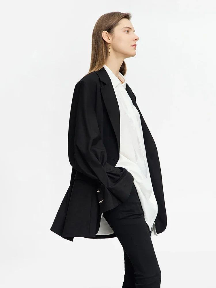 Women’s Black Blazer - Autumn Loose Office Coat