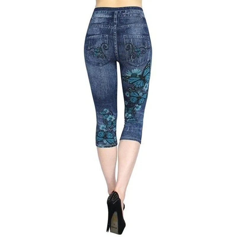 Women's Plus Size Leggings Imitation Cropped Trousers Mock