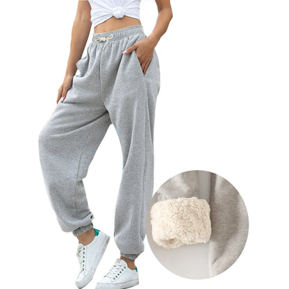 Winter Women's Pants Fleece Thicken Oversized Joggers Winter