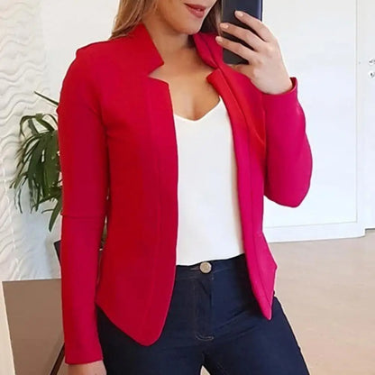 Slim Fit Solid Color Women Blazer Casual No Bottoms Open Front Jacket Spring Autumn