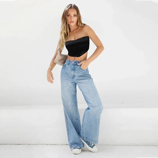 Women's Jeans Wide Leg Pants Streetwear Loose High Waist