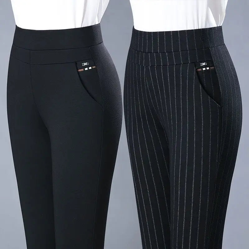 Black Gray Pencil Pants Spring Autumn Elegant High Waist