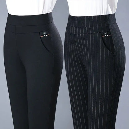 Black Gray Pencil Pants Spring Autumn Elegant High Waist