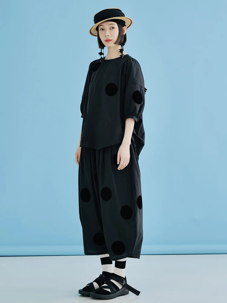 Imakokoni Original Design Black Polka Dot Thin Style Wide