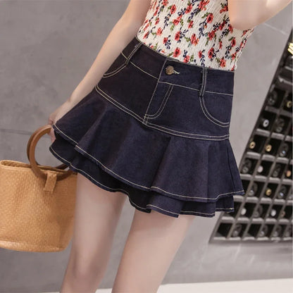 Summer Streetwear Ladies Short Skirts Jeans Casual Elastic Ball