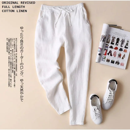 Casual Cotton Linen Pants Women Elegant Trousers Formal Pencil Pants Spring Loose S-5XL Brand Design Cotton Trousers Women 19724