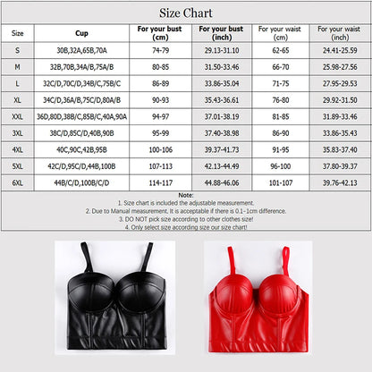 Wechery Women Leather Corset Top Crop Bustier Gothic Bra Push Up Bodice Sexy Lingerie Corselet Party Short Camis Plus Size 6XL