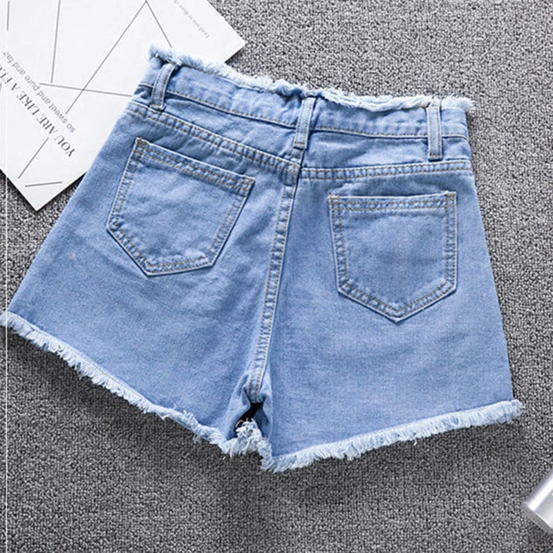 Summer High Waist Jeans Rough-Edges Denim Casual