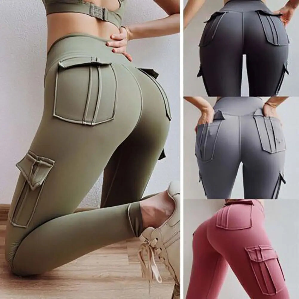 Women's Yoga Pants High Waist Hip Lifting Running Jeggings Pockets