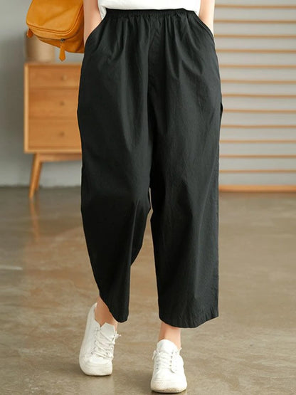 Summer Pants Loose Casual Elastic High Waist Harem Comfortable