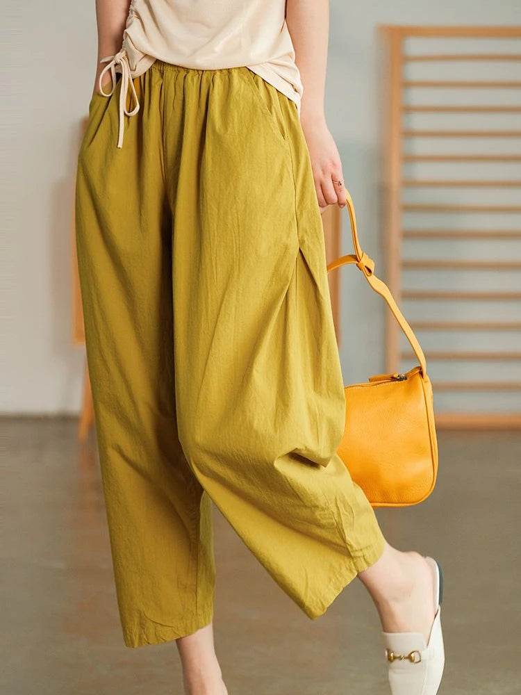 Summer Pants Loose Casual Elastic High Waist Harem Comfortable