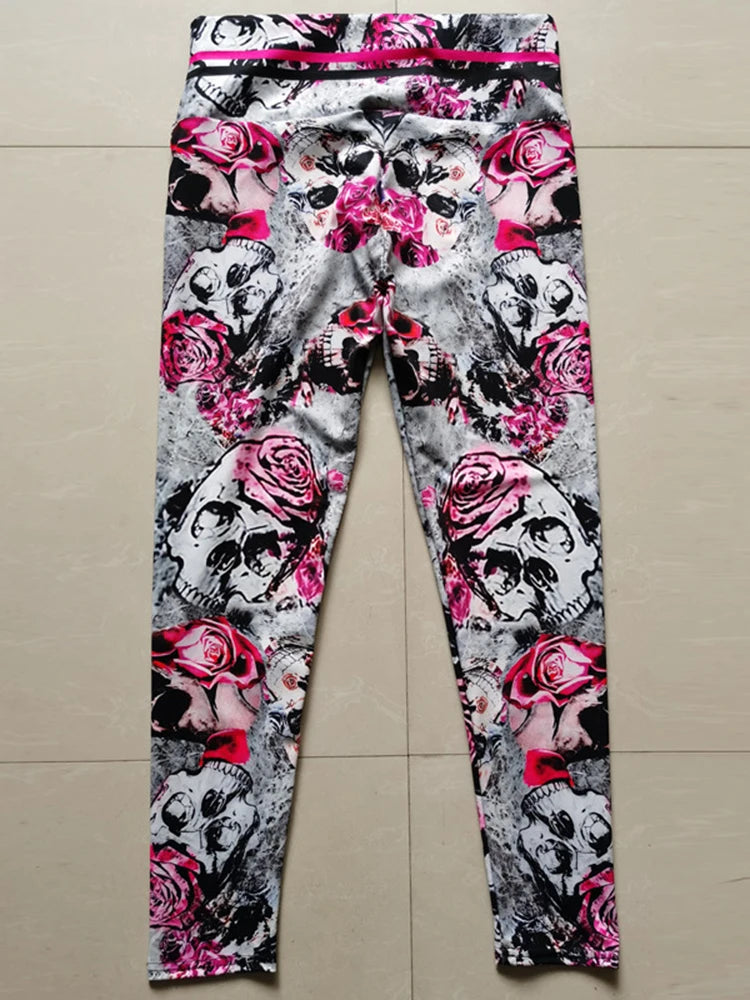 Women's Sport Leggings Fitness Yoga Skull Printed Running