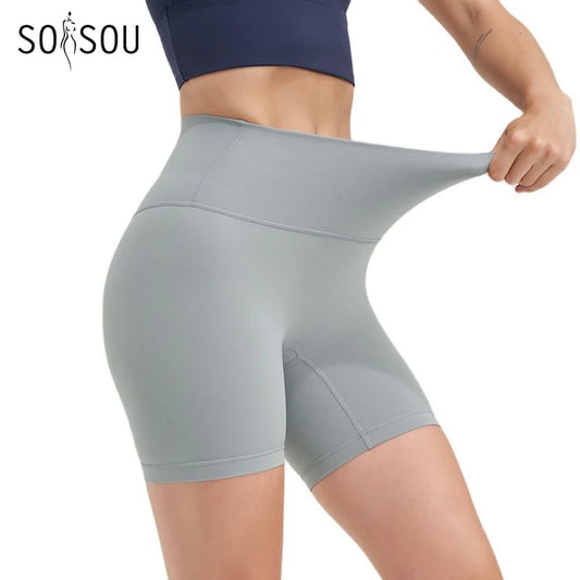 Soisou Nylon Women's Shorts Gym Yoga Shorts Leggings High Waist Elastic Breathable