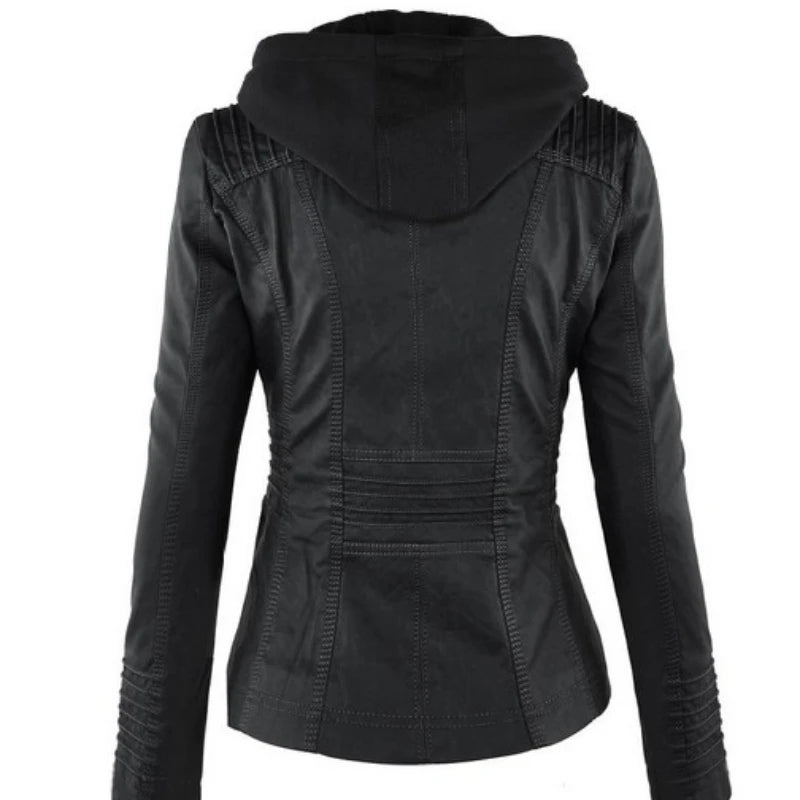 Basic Leather Jacket - Women’s Motorcycle PU Coat