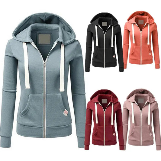 Long Sleeve Winter Coat - Solid Color Hooded Jacket