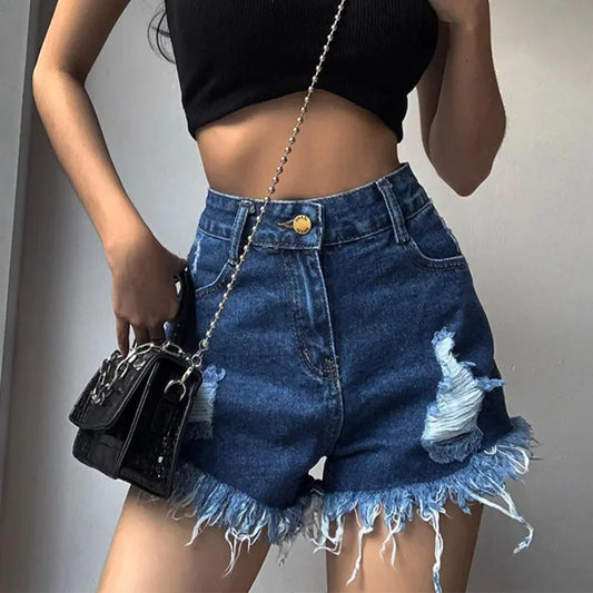 Women's Casual High Waist Denim Shorts Summer Fashion