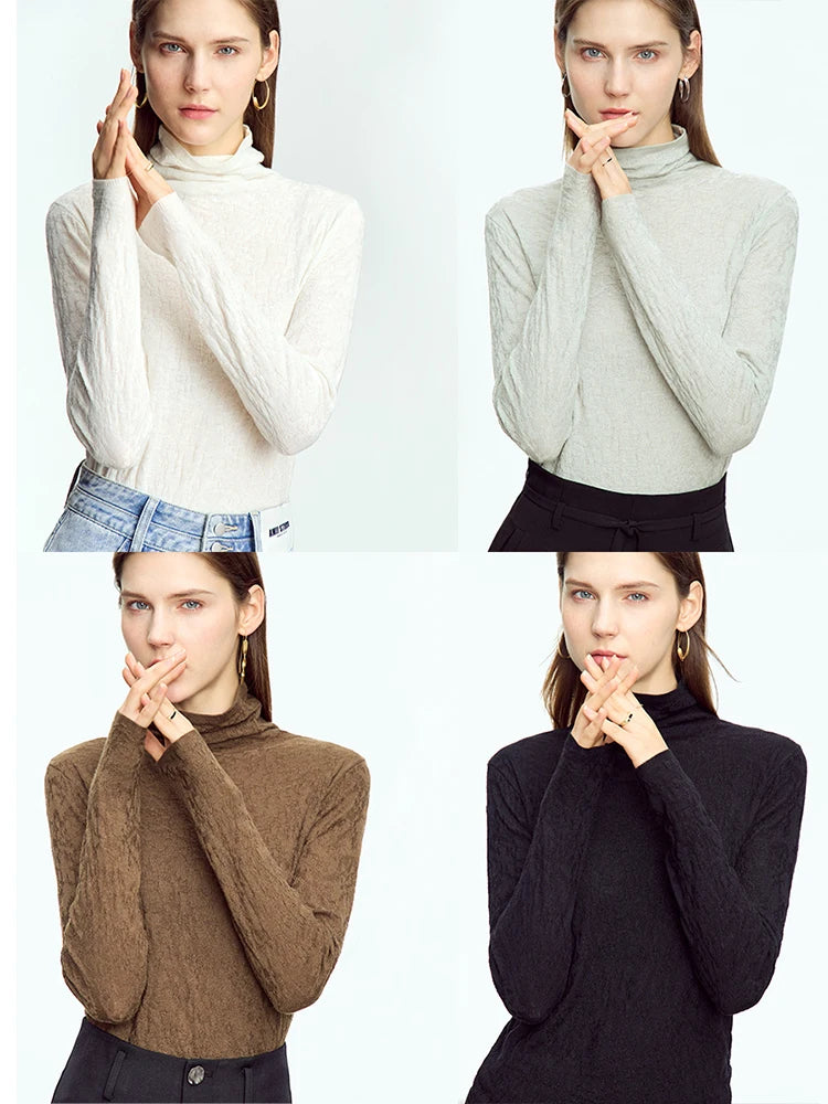 AMII Minimalist 2023 Autumn Turtleneck Sweater for Women Winter Slim Warm Solid Long Sleeve Simple Pullover Female Tops 12323145