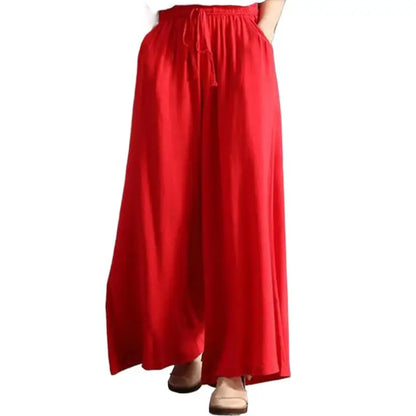 Women's Summer Vintage Cotton Linen Pants Long Palazzo Loose Pants