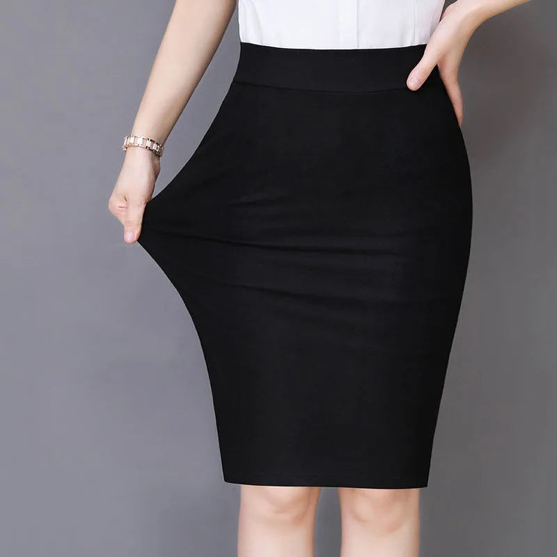 Office Lady Fashion Black Split Skirts Spring Summer Temperament