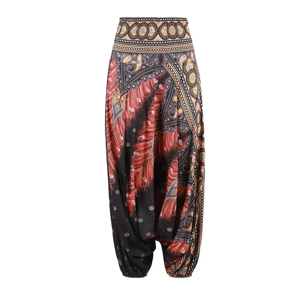 Women's Ethnic Style Loose Printed Bloomers High Waist Yoga Pants