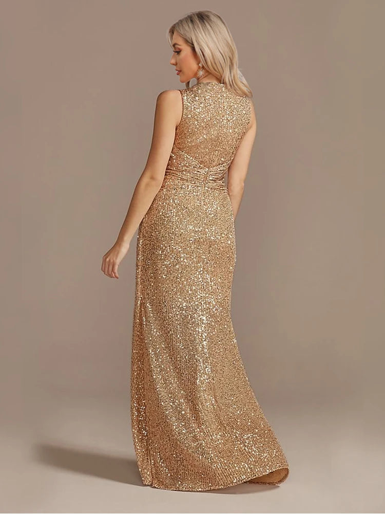 Luxury Evening Dress - V-Neck Elegant Slit Party Gown