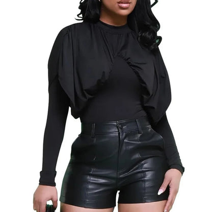 Women's Faux Leather Shorts High Waist Black Pu Tight Pants