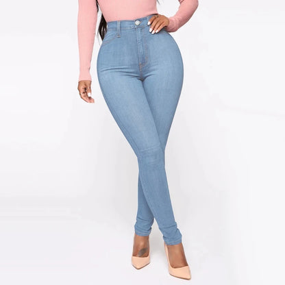 High Waist Women's Jeans Stretch Skinny Denim Pants Blue