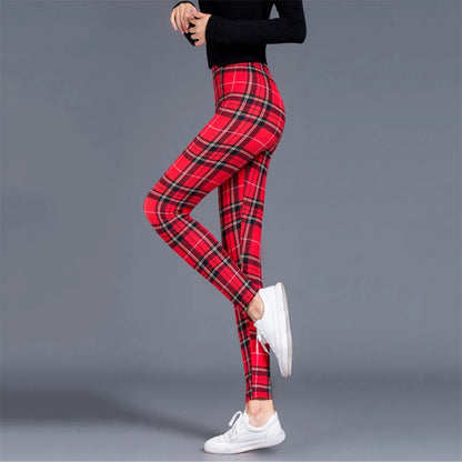 Super Soft Milk Silk Grids Print Fitness Leggings Sexy