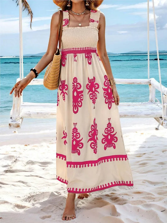 Summer Sexy Halter Beach Holiday Women's Sundress Print Elasticated