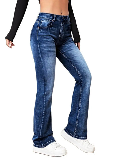 Fall Trousers High Waist Boot Cut Jeans Fashion