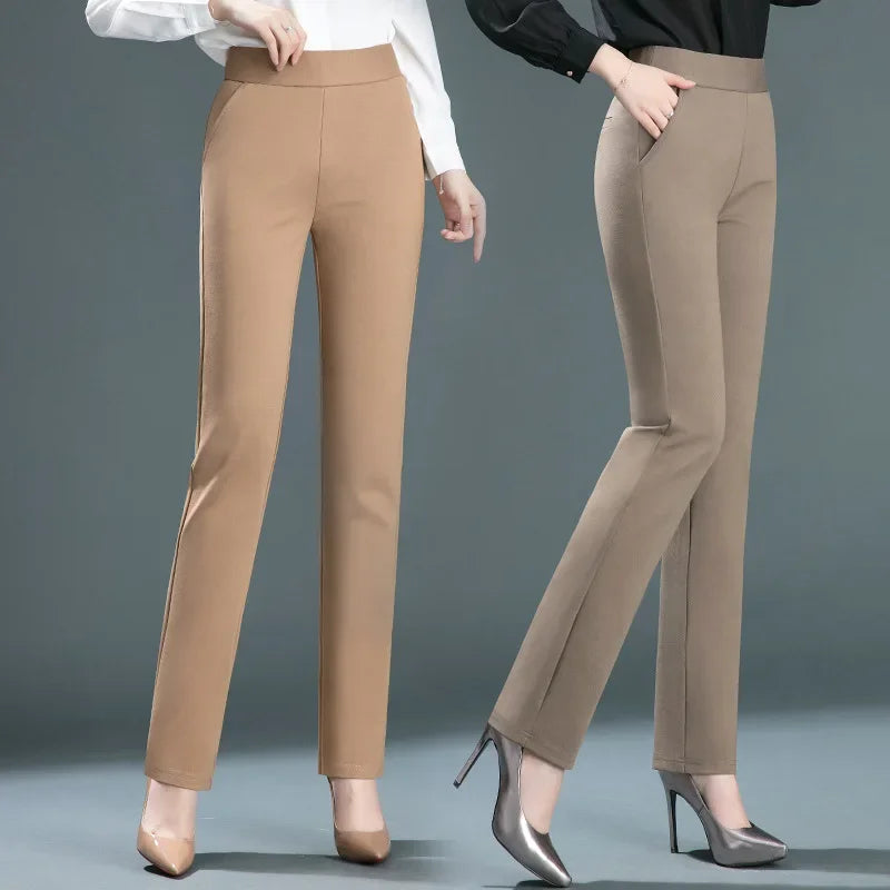 Ladies Casual Leggings Elastic High Waist Work Pants Trousers