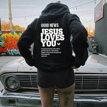 GOOD NEWS JESUS LOVES YOU Hoodie - Christian Sweatshirt