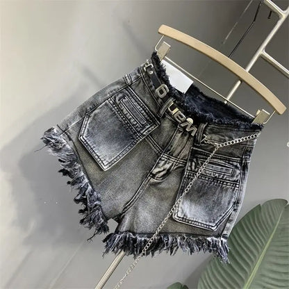 Y2K Booty Shorts Harajuku Retro Distressed Raw Edge Shorts Women's