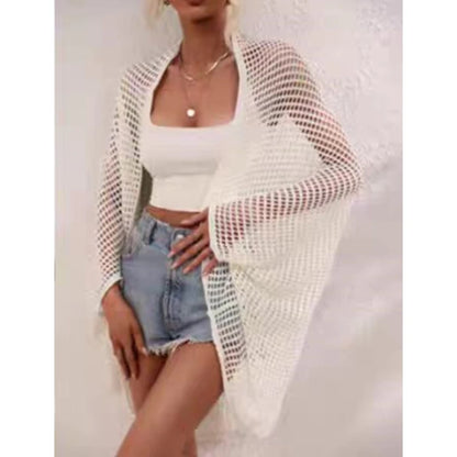 Beach Vacation Knitted Cardigan Women Hollow Out Sun Protection Sunscreen Clothes Shawl